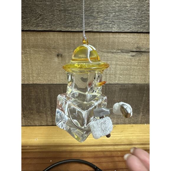 Ice Cube Construction Worker Snowman Acrylic Christmas Ornament - Picture 4 of 4